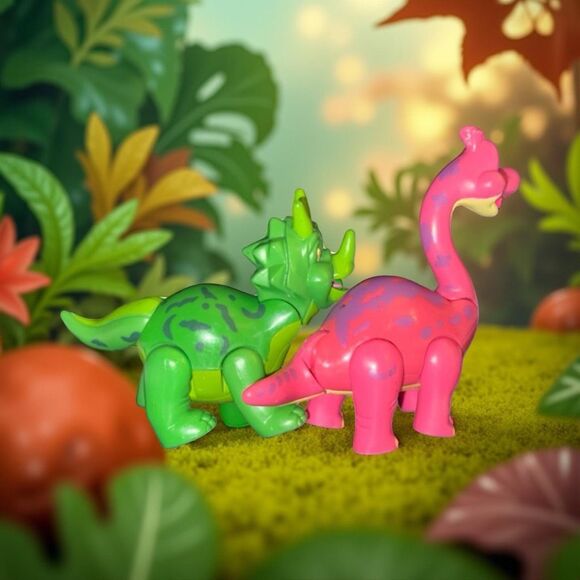 Downtown Disney T-Rex Cafe Action Figure Dinosaurs Souvenir PINK & GREEN B22 - Picture 2 of 6